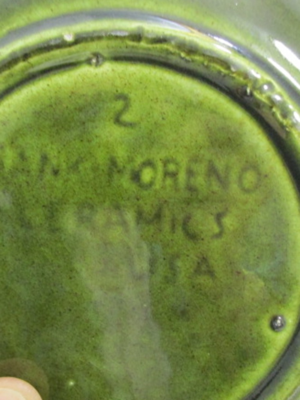Olive Green Drip Glaze VTG Planter, Frank Moreno Pottery, CA - Picture 7 of 7